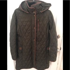 Quilted field coat lined, olive green, hood M